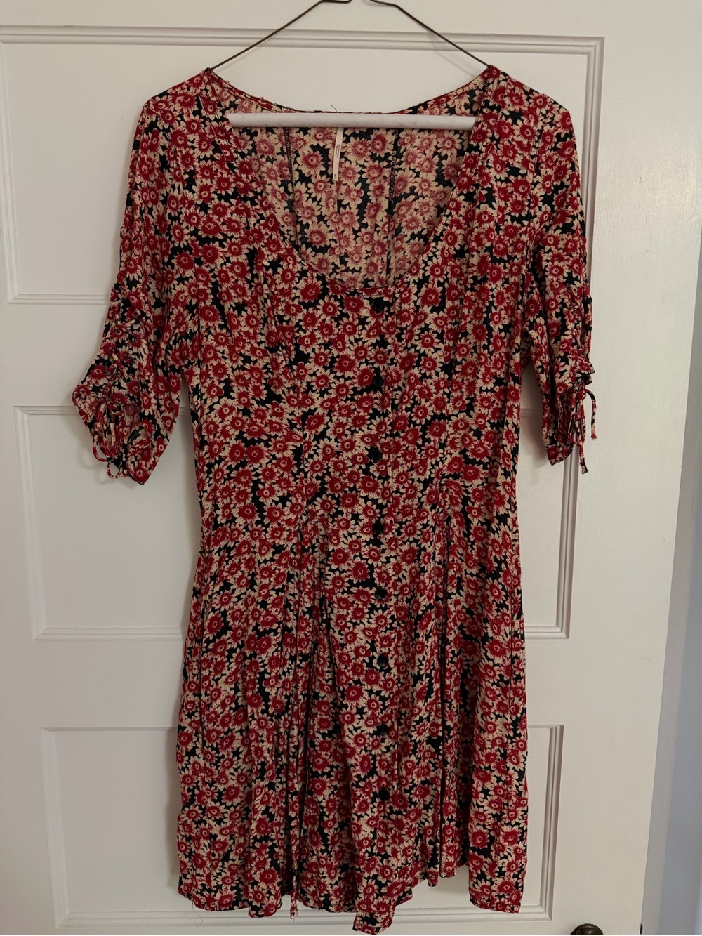 Free People Corset Lace-Up Mini Dress - Red Floral